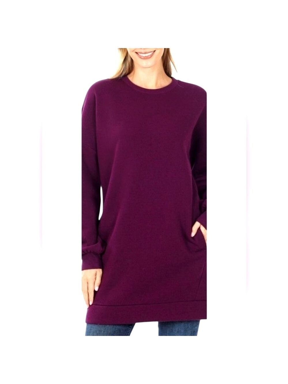 ZENANA Longline Sweatshirt With Pockets Size 3XL NWT